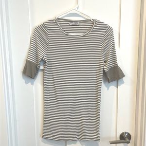 Michael Stars Grey White Stripe Tee Shirt OS